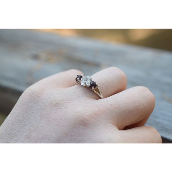 Garnet Ring, rough diamond ring, anniversary ring, raw stone rings, promise ring - Picture 3 of 6